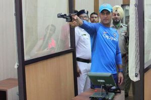 Watch: MS Dhoni sharpens shooting skills as rain washes out practice session in Kolkata