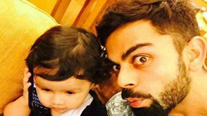 Virat Kohli catches up with Dhoni's daughter Ziva
