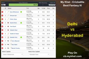 My Khel Fantasy Tips - Delhi vs Hyderabad on May 10
