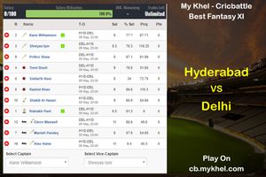 My Khel Fantasy Tips - Hyderabad vs Delhi on May 5