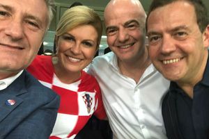 World Cup: Croatian President Kolinda Grabar-Kitarovic celebrates in front of Russian PM - Watch