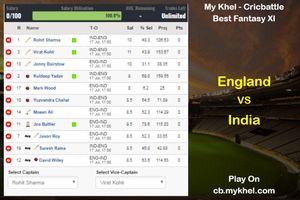 My Khel Fantasy Tips - England vs India on July 17