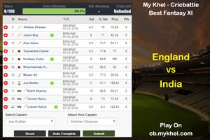 My Khel Fantasy Tips - England vs India on July 3