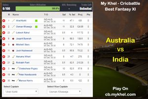My Khel - Cricbattle Daily Fantasy Cricket League Tips: Australia vs India on December 6