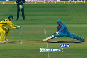 India Vs Australia: BCCI hails 'flexible' MS Dhoni for his 2.14m long stretch on the pitch - Watch