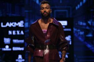 Hardik Pandya walks the ramp in Lakme Fashion Week