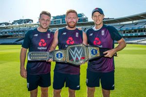 Jofra Archer, Jason Roy, Jos Buttler celebrate England's World Cup success with WWE Championship Title - See pics