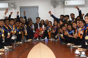Sports Minister felicitates Kho-Kho teams for winning gold in South Asian Games