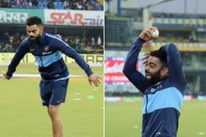 Virat Kohli caught on camera imitating Harbhajan Singh's bowling action during Indore T20I against Sri Lanka