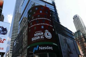 Historical day: Mohun Bagan features on NASDAQ billboard in Times Square, New York