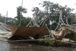 DY Patil Stadium damaged by Mumbai rain