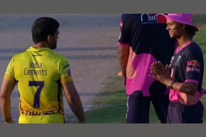 IPL 2020: Yashasvi Jaiswal greets MS Dhoni with a Namaste as he meets CSK captain on the field