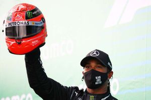 F1 2020: Hamilton presented with Schumacher helmet after record-equalling win