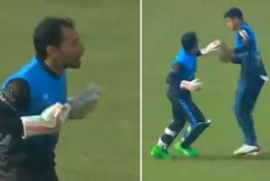 Bangladesh cricketer Mushfiqur Rahim almost slaps teammate during a Bangabandhu T20 Cup match