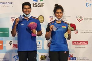 Manu Bhaker and Saurabh Chaudhary win silver in 10M Air Pistol Mixed Team at Osijek Shooting World Cup