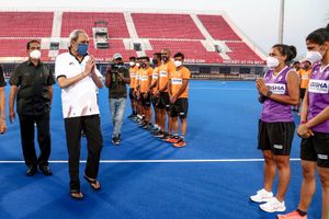 Odisha CM Naveen Patnaik meets with Indian men's and women's hockey teams in Bhubaneswar