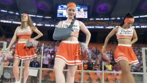 IPL 2023: 'Not funny, ridiculous' - Fans as cheerleader spotted dancing with 'fractured shoulder' in GT vs SRH