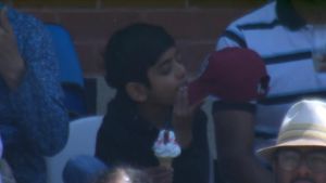 WTC Final 2023: Young Boy captured licking Ice-cream from his cap, leaves Ravi Shastri, Hayden in splits