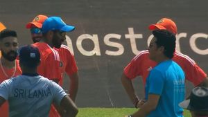 Bumrah and Shami share laughs with Indian legend ahead of IND vs SL World Cup 2023 clash in Mumbai