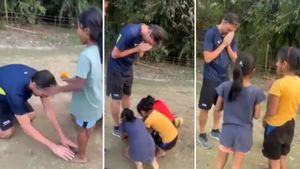 Brazilian volleyball legend Giba touches feet of young kid in Assam, wins hearts with his gesture - Watch