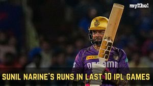 Sunil Narine Last 10 IPL Innings: Kolkata Knight Riders' star scores 27 off 20 against CSK