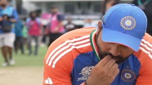 Rohit Sharma eats Barbados Grass after T20 World Cup Triumph as India beat South Africa - Watch