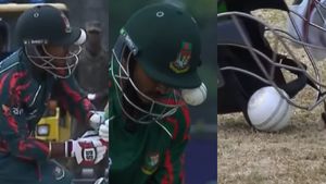 BAN vs NED: Tanzid Hasan's Close Call with Bouncer as Ball Gets Stuck in Helmet