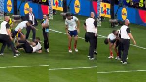 Viral Video: Alvaro Morata Injured by Security Guard in Freak Accident During Spain's Euro 2024 Semifinal Celebration