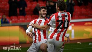 Stoke City Celebrates First Championship Win As Tom Cannon Scores Four Against Portsmouth