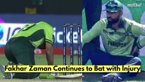 Champions Trophy 2025: Fakhar Zaman Struggles With Injury While Batting, Opts to Continue as Pakistan Chase Big Total vs NZ