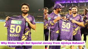 IPL 2025: Rinku Singh Honoured with Special Jersey by KKR for 50th Match Against SRH at Eden Gardens