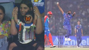 MI vs SRH: Sanjana Ganesan Celebrates with Her Son as Jasprit Bumrah Takes Wicket