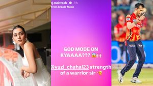 RJ Mahvash Celebration Goes Viral on Yuzvendra Chahal Chepauk Hat-Trick