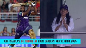 IPL 2025: Juhi Chawla Gets DJ Tribute at Eden Gardens During KKR vs RR Match – ‘Jaadu Teri Nazar’ Turns Stadium into Dream