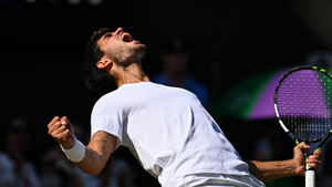 Wimbledon: Alcaraz battles past Fritz to keep hat-trick hopes on track