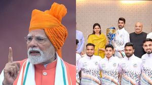 Narendra Modi celebrates Independence Day ceremony with India players in a Historic First Instance