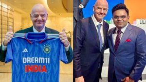 FIFA President Gianni Infantino congratulates Jay Shah after India win T20 World Cup