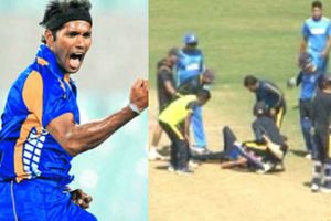 ബാറ്റ്‌സ്മാന്‍ അടിച്ചയുടന്‍ പന്ത് കൊണ്ടത് ബൗളറുടെ നെറ്റിയില്‍; അശോക് ദിന്‍ഡയ്ക്ക് പരിക്ക്