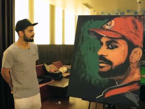 క్షణాల్లో అద్భుత పెయింటింగ్: పెయింటర్‌గా కోహ్లీ(వీడియో)