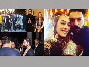 సంగీత్ వేడుక: కోహ్లీ అల్లరి, కీచ్‌‌ను ముద్దాడిన యువీ (ఫోటోలు)