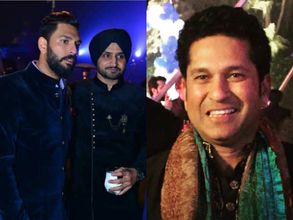 ఫోటోలు: యువీ సంగీత్‌లో మెరిసిన సచిన్, భజ్జీ