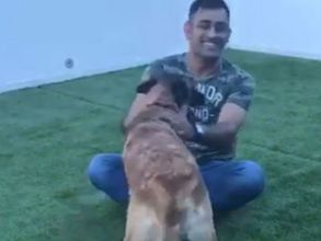 శునకంతో ధోని: వీడియో తీసి ఇనిస్టాగ్రాంలో పోస్టు చేసిన భార్య సాక్షి