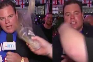 ఇంగ్లాండ్ ఓటమి: లైవ్‌లో రిపోర్టర్ ముఖంపై బీరు పోసిన అభిమాని (వీడియో వైరల్)
