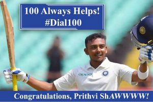 డయల్ 100: పృథ్వీషా సెంచరీపై ముంబై పోలీస్ వినూత్న ట్వీట్