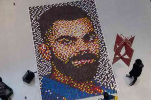 4482 ప్రమిదలతో కోహ్లీ చిత్రం: ప్రపంచంలోనే అతిపెద్ద ఆర్ట్ వర్క్