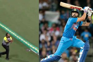 కోహ్లీ క్యాచ్.. సెక్యూరిటీ గార్డ్ పట్టేశాడు (వీడియో)