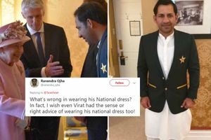 క్వీన్ ఎలిజిబెత్‌తో భేటీ: పాకిస్థాన్ కెప్టెన్ డ్రెస్‌పై ట్విట్టర్‌లో జోకులు!