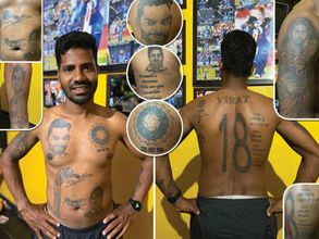 కోహ్లీపై పిచ్చి ప్రేమ.. ఒంటిపై 16 ట్యాటూలు!!