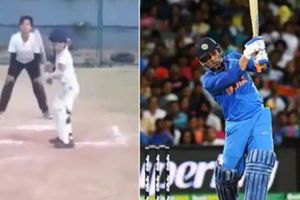 అచ్చం ఎంఎస్ ధోనీలాగే.. బుడ్డోడు హెలికాప్టర్‌ షాట్‌ ఇరగదీశాడుగా! చూస్తే షాకే (వీడియో)!!