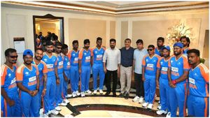 న్యూయార్క్‌లో భారత అంధ క్రికెటర్లతో రేవంత్ రెడ్డి